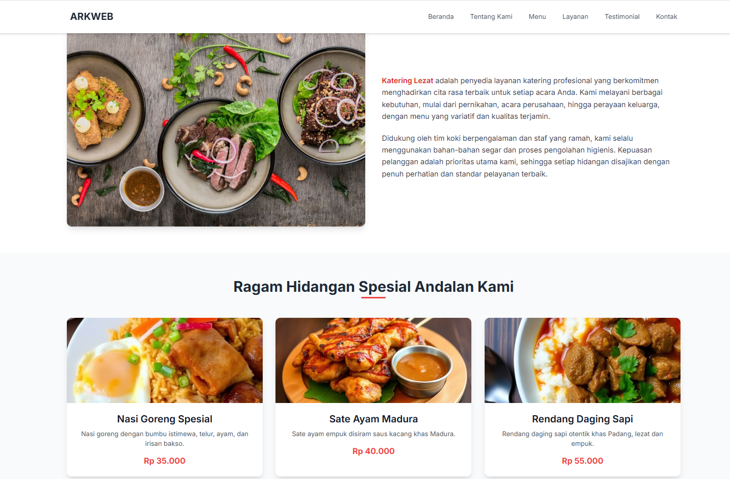 Template Website Catering Profesional