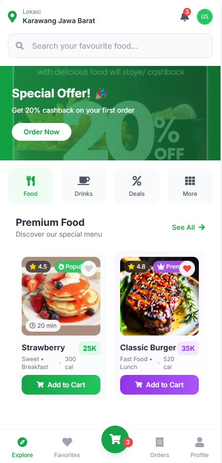 Food Delivery App UI Template